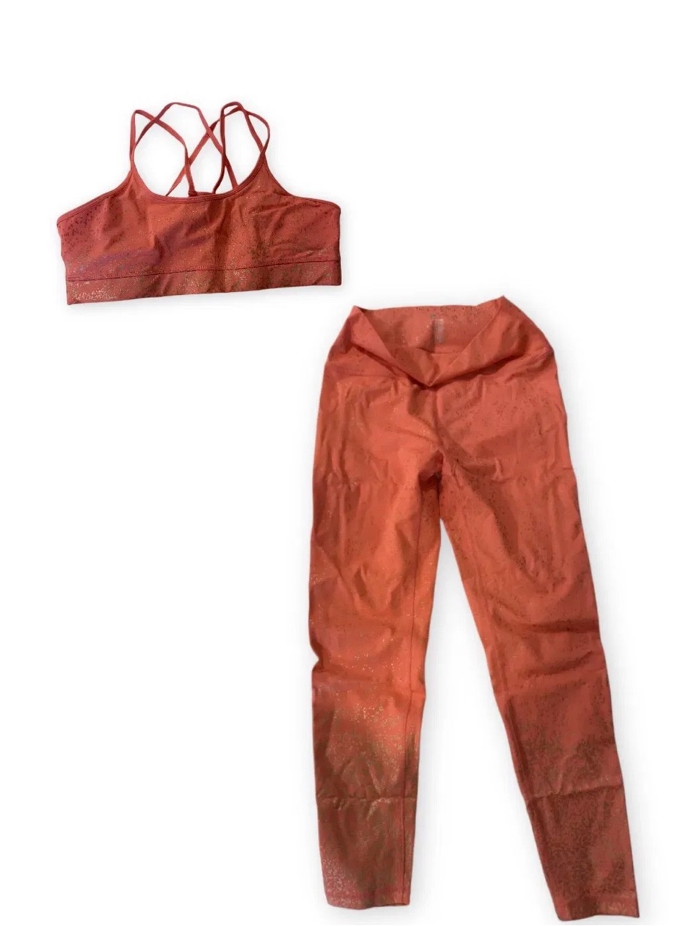 Buffbunny coral & gold ombré rose SET Strappy Sports Bra & Leggings